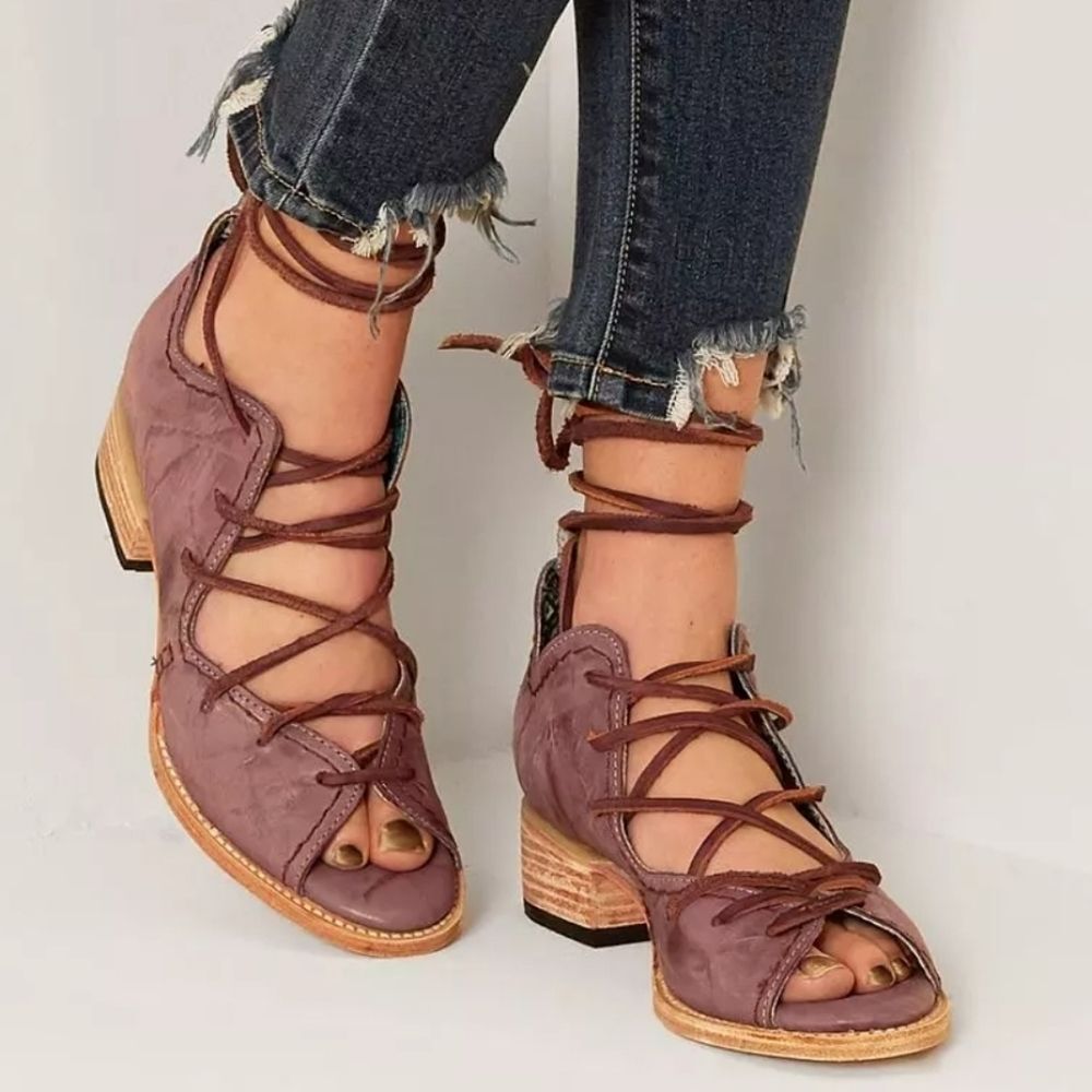 Freebird By Steven Rose Purple Size 8 Peace Lace Up Leather Chic Fairy Edgy Boho